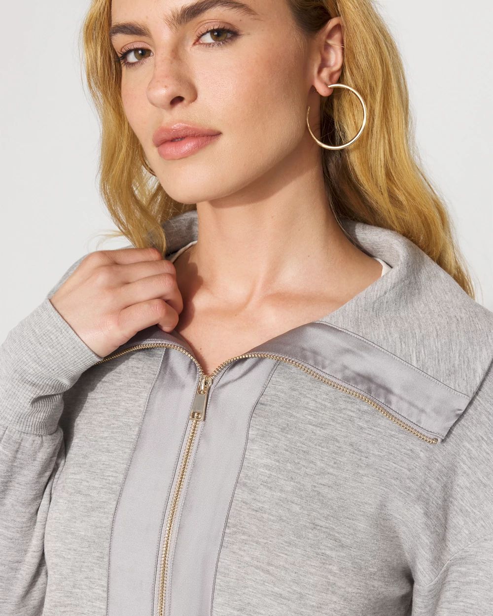 Satin-Trim Knit Jacket | White House Black Market